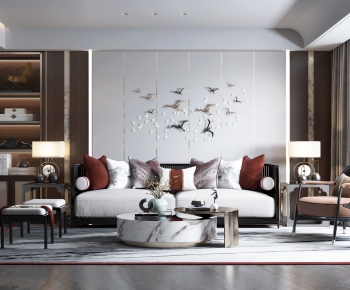 New Chinese Style A Living Room-ID:390116932