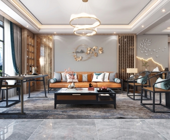 New Chinese Style A Living Room-ID:853503941