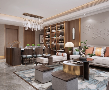 New Chinese Style A Living Room-ID:983738951