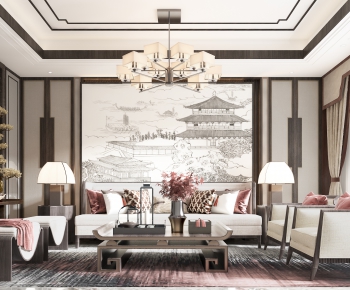 New Chinese Style A Living Room-ID:852088918