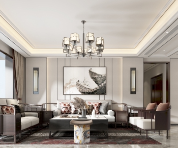 New Chinese Style A Living Room-ID:715680144