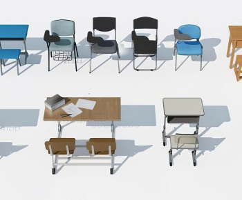 现代学生课桌椅单椅组合-ID:474253892