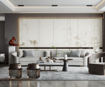 New Chinese Style A Living Room-ID:262758027