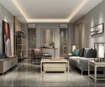 New Chinese Style A Living Room-ID:478081949