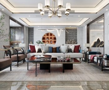 New Chinese Style A Living Room-ID:453910859