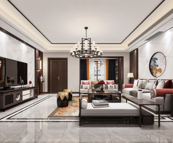 New Chinese Style A Living Room-ID:448910953