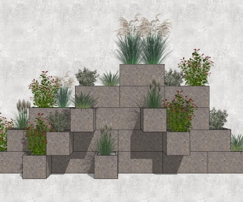 现代造型植物景墙-ID:364054924