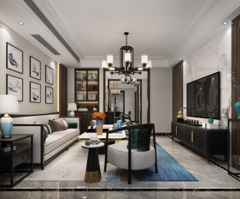 New Chinese Style A Living Room-ID:488563061