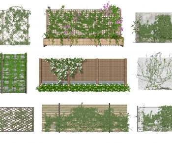 现代栅栏庭院绿植墙围栏景墙 景观植物-ID:380125054