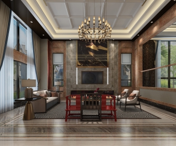 New Chinese Style A Living Room-ID:839337116