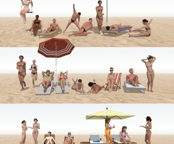现代3D泳装人物沙滩人物-ID:567851122