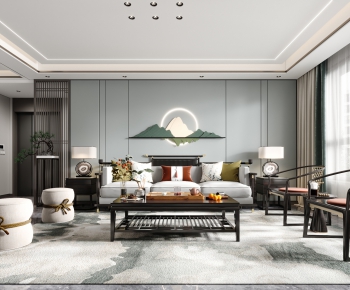 New Chinese Style A Living Room-ID:758549938