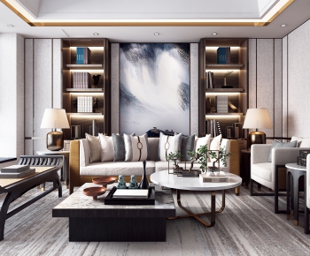 New Chinese Style A Living Room-ID:993259069