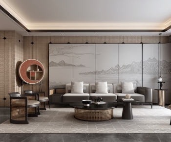 New Chinese Style A Living Room-ID:121993063