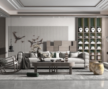 New Chinese Style A Living Room-ID:368829011