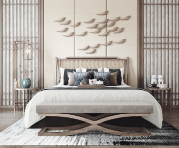 New Chinese Style Double Bed-ID:216040628