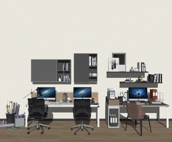 Modern Computer Desk And Chair-ID:145617961