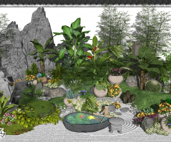 新中式庭院花园、景观小品、假山石头-ID:619776016