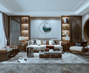 New Chinese Style A Living Room-ID:752980732