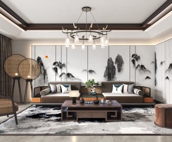 New Chinese Style A Living Room-ID:259109977