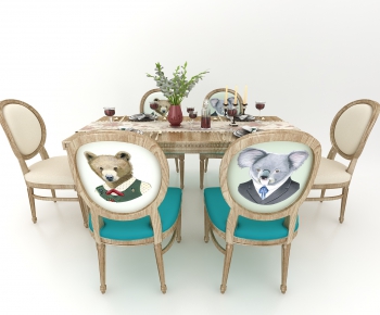 American Style Dining Table And Chairs-ID:476300736