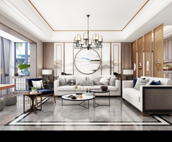 New Chinese Style A Living Room-ID:809622054