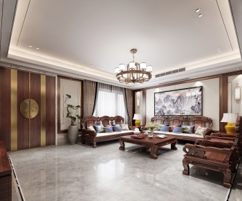 New Chinese Style A Living Room-ID:427141289