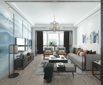 New Chinese Style A Living Room-ID:804778102