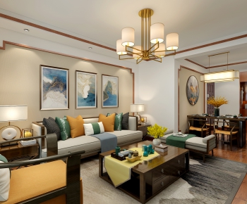 New Chinese Style A Living Room-ID:867605929