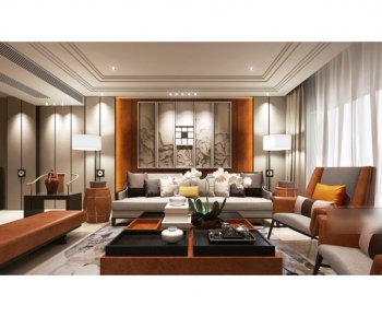 New Chinese Style A Living Room-ID:962681061