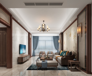 New Chinese Style A Living Room-ID:178630411