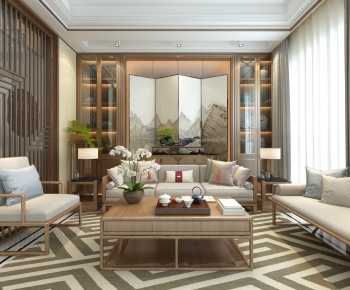 New Chinese Style A Living Room-ID:768955951