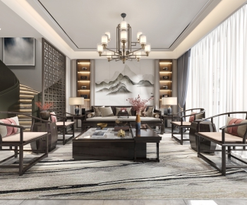 New Chinese Style A Living Room-ID:533881259