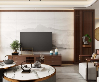 New Chinese Style A Living Room-ID:532598978