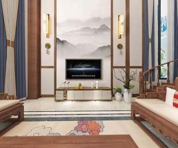 New Chinese Style A Living Room-ID:101422075