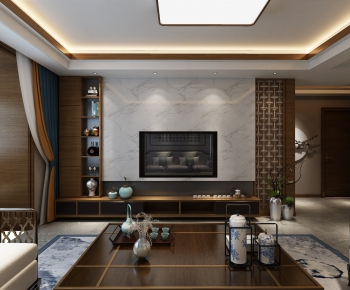 New Chinese Style A Living Room-ID:375185972