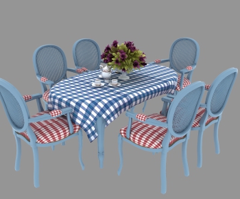 Mediterranean Style Dining Table And Chairs-ID:910393951