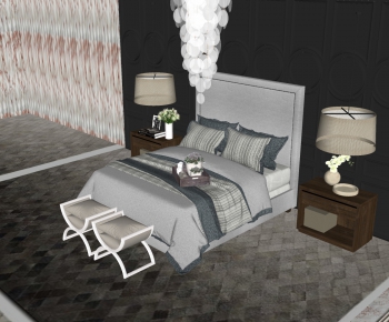 Modern Double Bed-ID:851481912