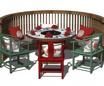 New Chinese Style Dining Table And Chairs-ID:666094067