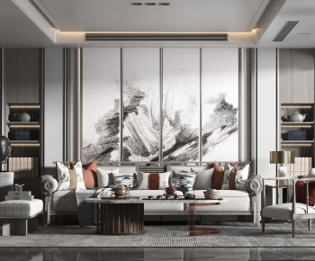 New Chinese Style A Living Room-ID:593698027