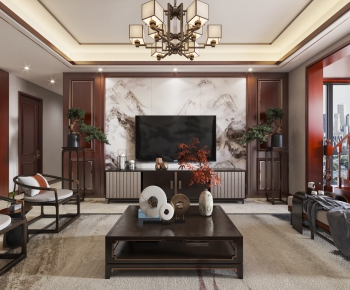 New Chinese Style A Living Room-ID:346297036