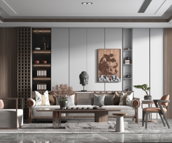 New Chinese Style A Living Room-ID:586215027