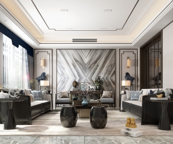 New Chinese Style A Living Room-ID:400233987