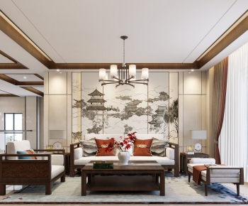 New Chinese Style A Living Room-ID:430119993