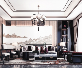 New Chinese Style A Living Room-ID:334835052