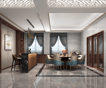 New Chinese Style Dining Room-ID:681376931