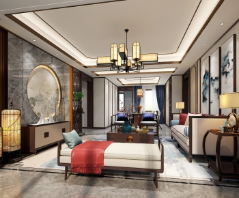 New Chinese Style A Living Room-ID:723659998