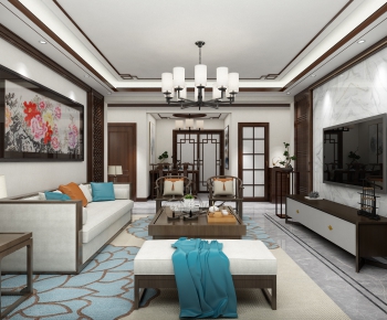 New Chinese Style A Living Room-ID:859158043