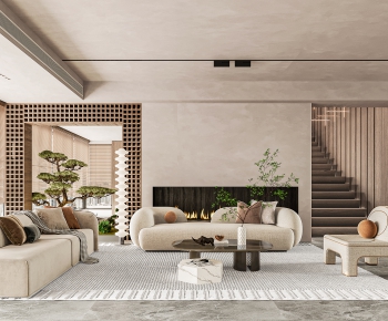 Modern Wabi-sabi Style A Living Room-ID:568733939