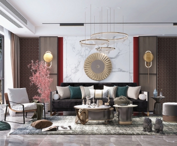 New Chinese Style A Living Room-ID:718602902